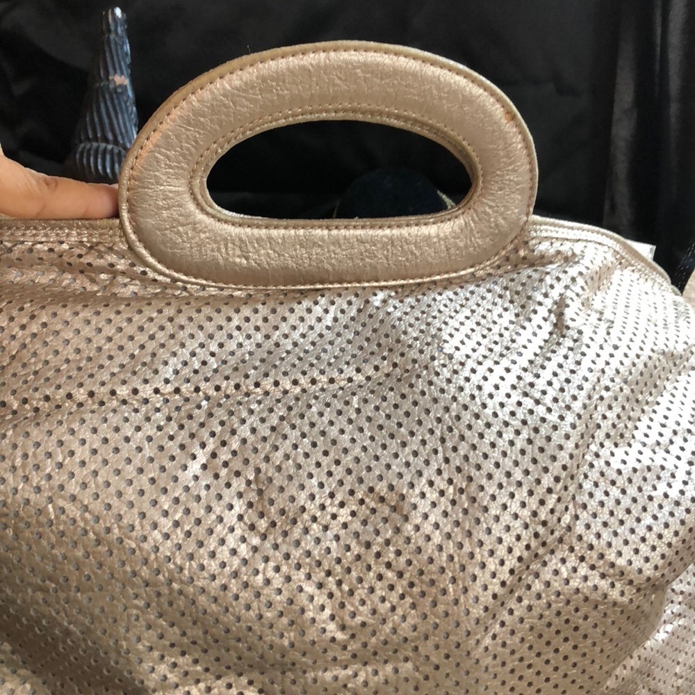 LARGE used bag in silverish gold basket handles. - Picture 3 of 8